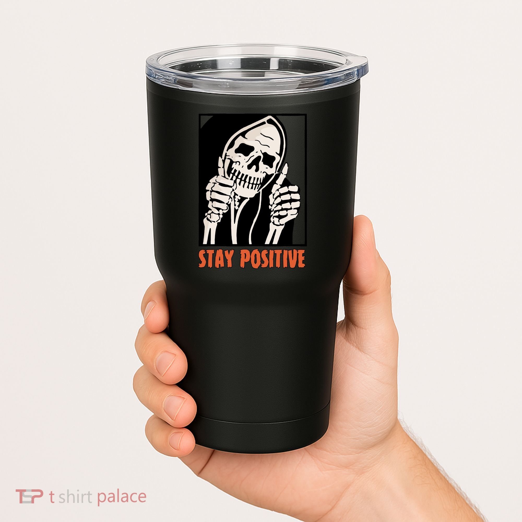 Stay Positive Skeleton Halloween Day Retro Halloween Tumbler