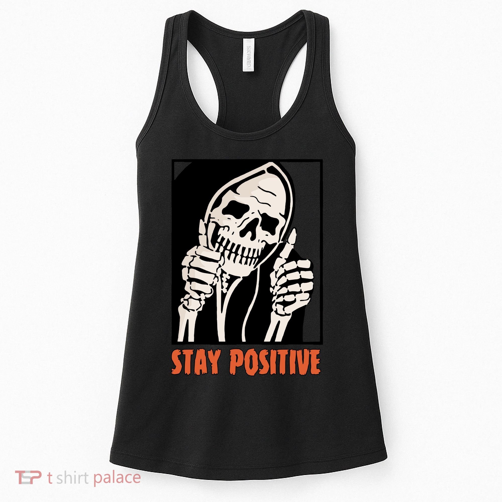 Stay Positive Skeleton Halloween Day Retro Halloween Women's Tank Top
