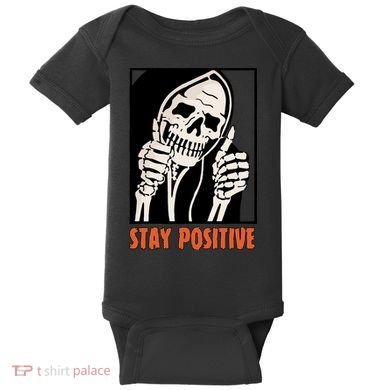 Stay Positive Skeleton Halloween Day Retro Halloween Baby Bodysuit