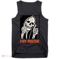 Stay Positive Skeleton Halloween Day Retro Halloween Tank Top thumb 0