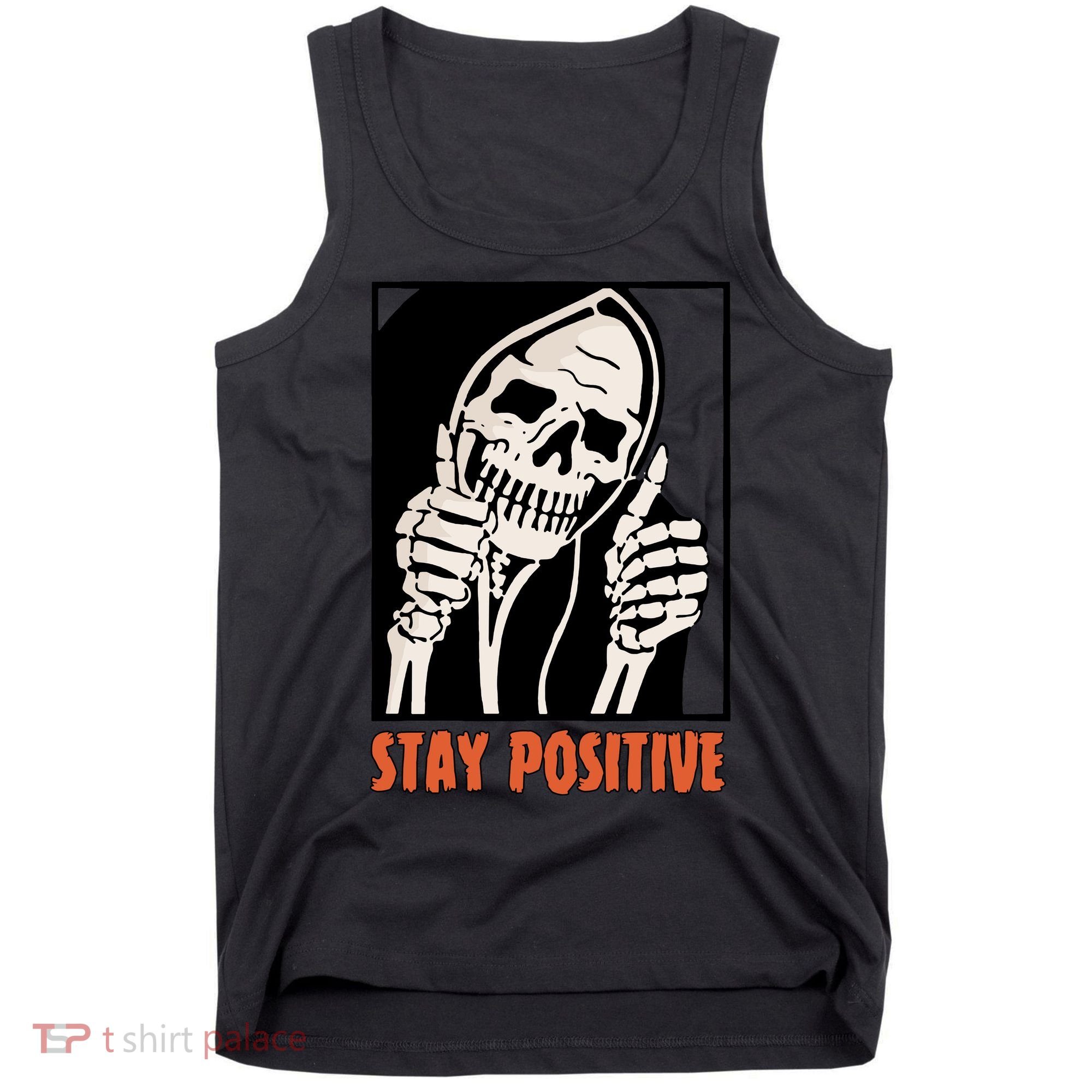 Stay Positive Skeleton Halloween Day Retro Halloween Tank Top