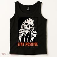 Stay Positive Skeleton Halloween Day Retro Halloween Tank Top thumb 2