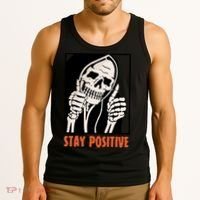 Stay Positive Skeleton Halloween Day Retro Halloween Tank Top thumb 3