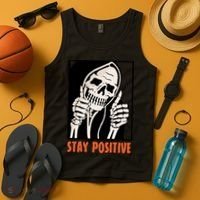 Stay Positive Skeleton Halloween Day Retro Halloween Tank Top thumb 4