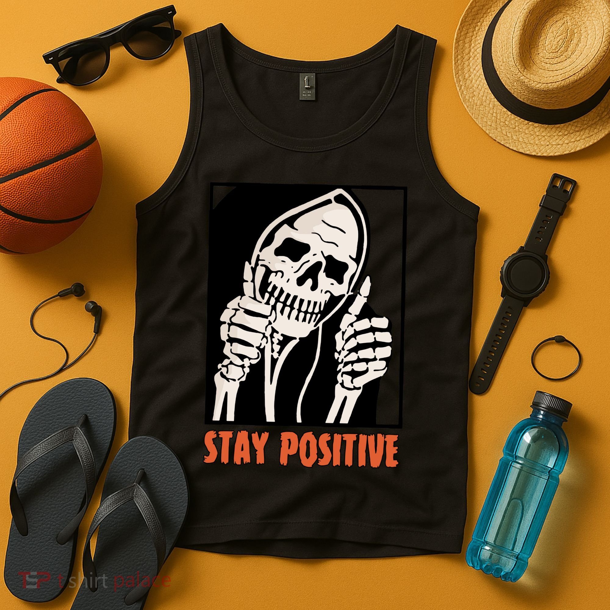 Stay Positive Skeleton Halloween Day Retro Halloween Tank Top