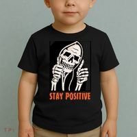 Stay Positive Skeleton Halloween Day Retro Halloween Toddler T-Shirt thumb 2