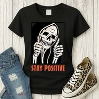 Stay Positive Skeleton Halloween Day Retro Halloween Women's T-Shirt thumb 3
