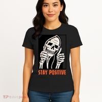 Stay Positive Skeleton Halloween Day Retro Halloween Women's T-Shirt thumb 4