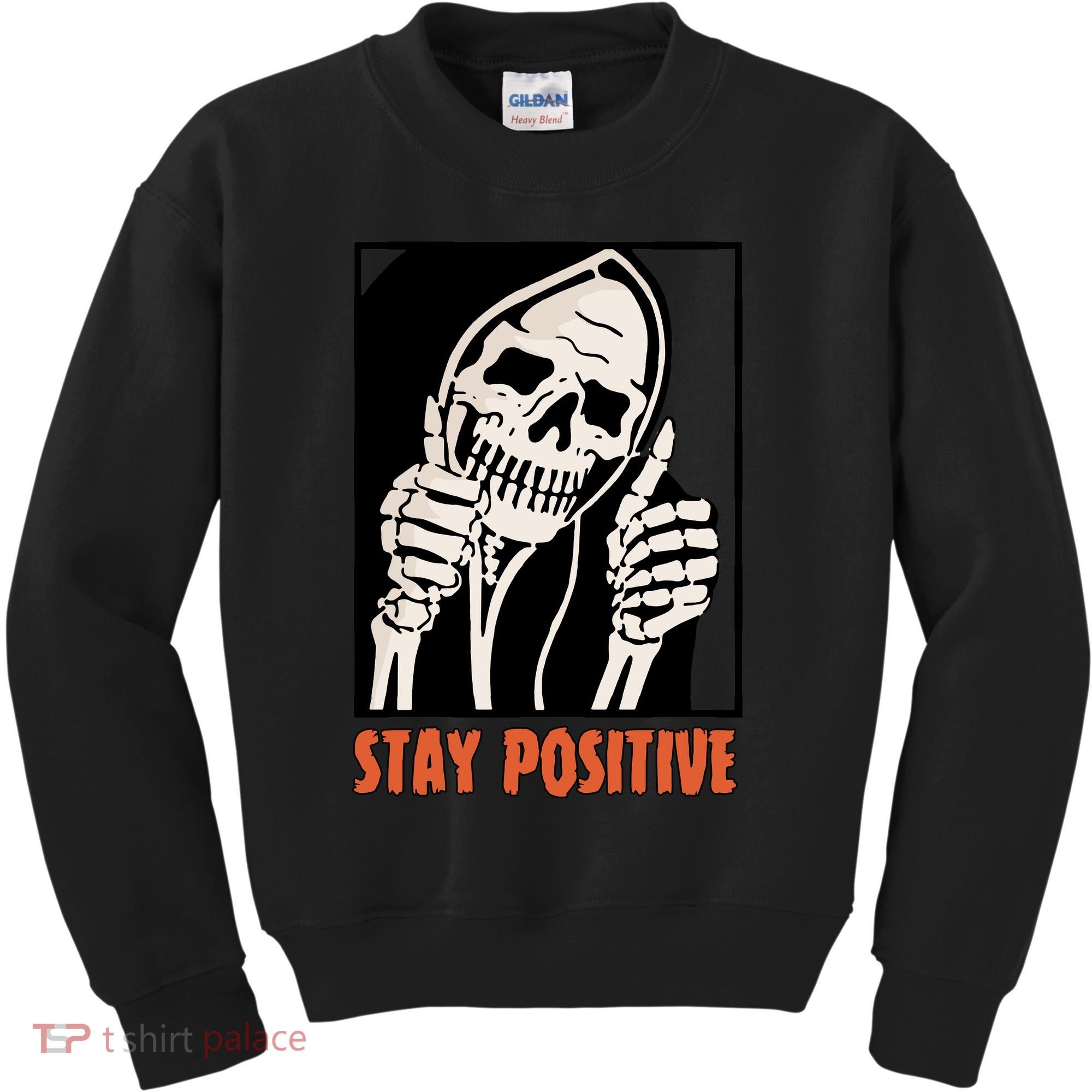 Stay Positive Skeleton Halloween Day Retro Halloween Kids Sweatshirt