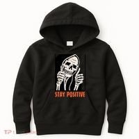 Stay Positive Skeleton Halloween Day Retro Halloween Kids Hoodie thumb 0