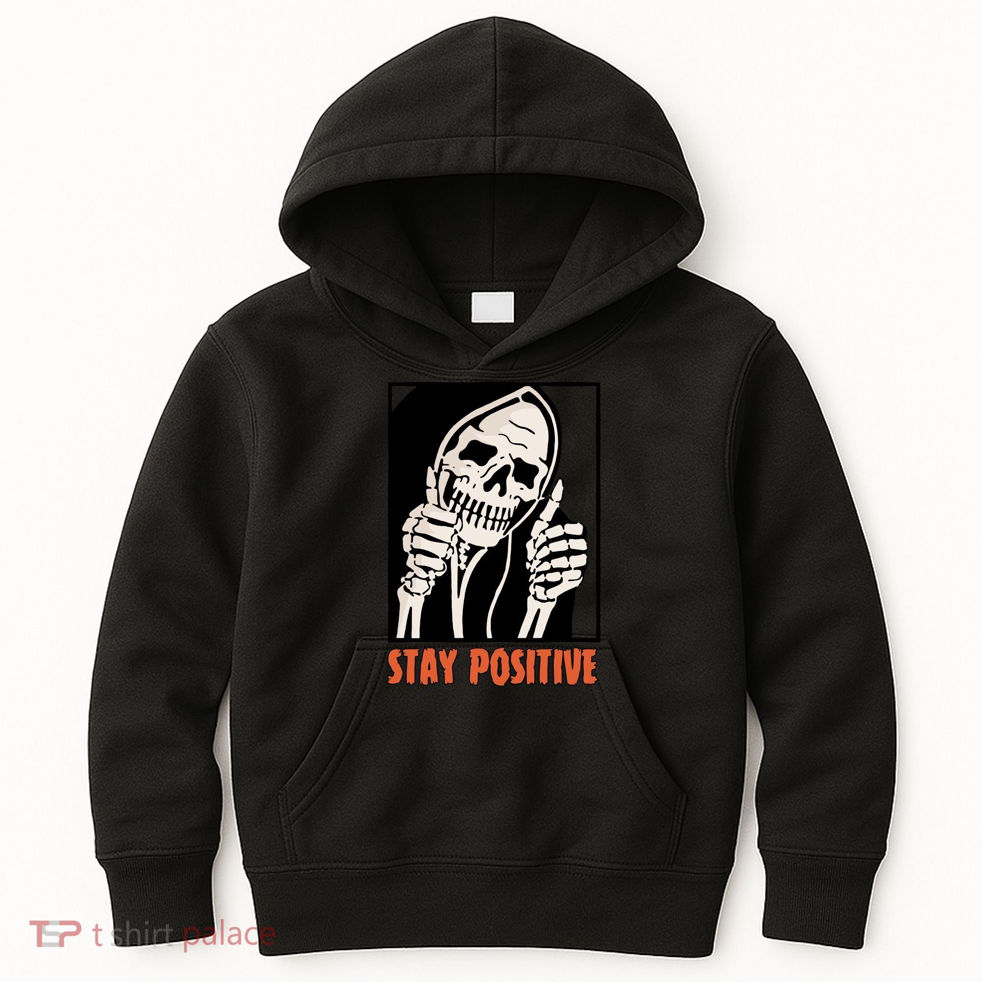 Stay Positive Skeleton Halloween Day Retro Halloween Kids Hoodie