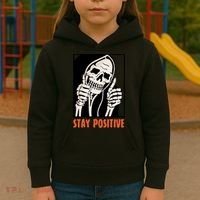 Stay Positive Skeleton Halloween Day Retro Halloween Kids Hoodie thumb 3