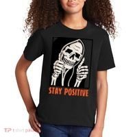 Stay Positive Skeleton Halloween Day Retro Halloween Kids T-Shirt thumb 2