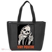 Stay Positive Skeleton Halloween Day Retro Halloween Tote Bag thumb 0