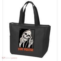 Stay Positive Skeleton Halloween Day Retro Halloween Tote Bag thumb 3