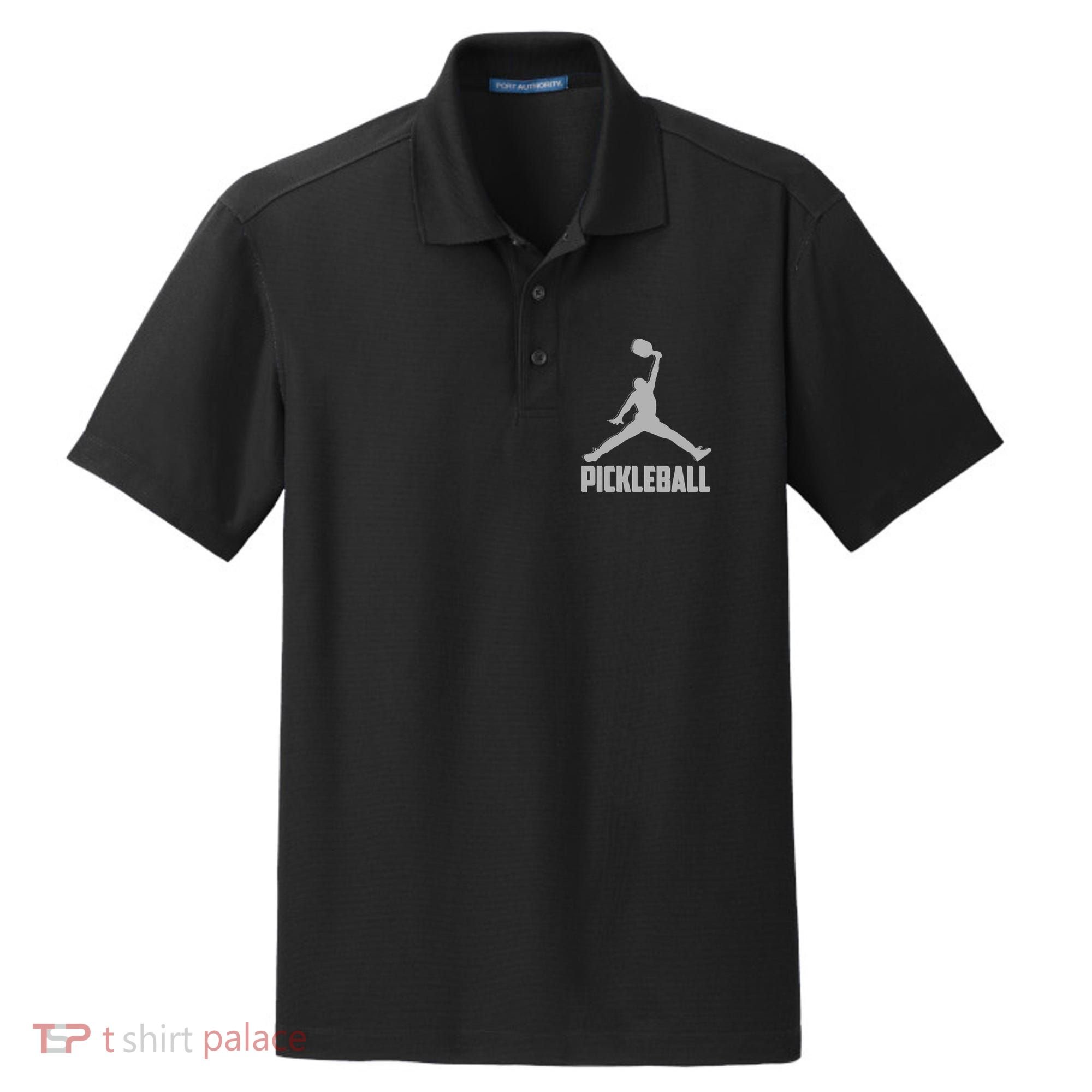 Silver Pickleball Sports Logo Dry Zone Grid Polo