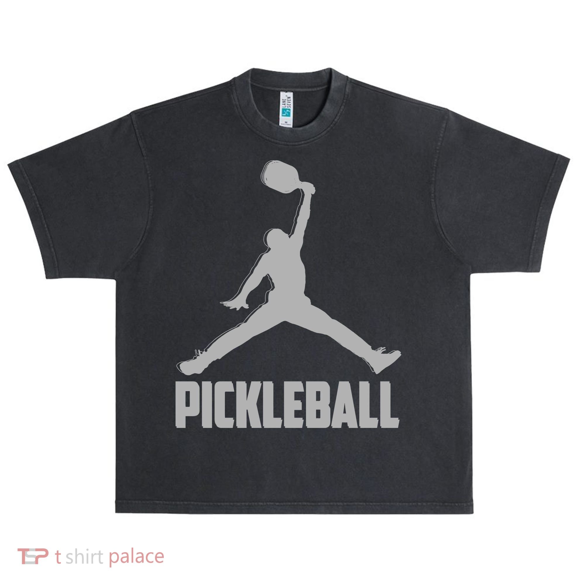 Silver Pickleball Sports Logo Urban Oversized Heavyweight T-Shirt