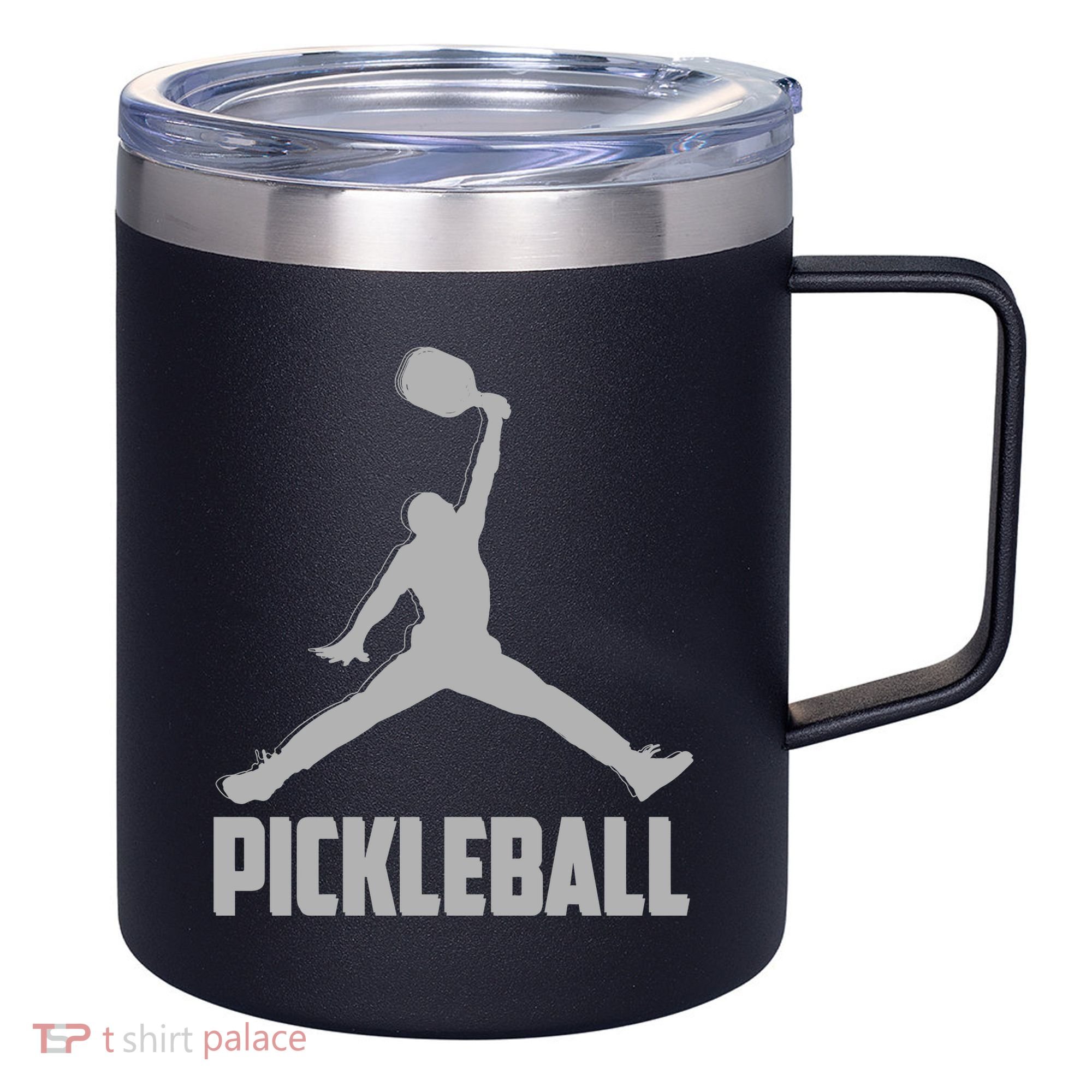 Silver Pickleball Sports Logo 12oz Stainless Steel Coffee Mug