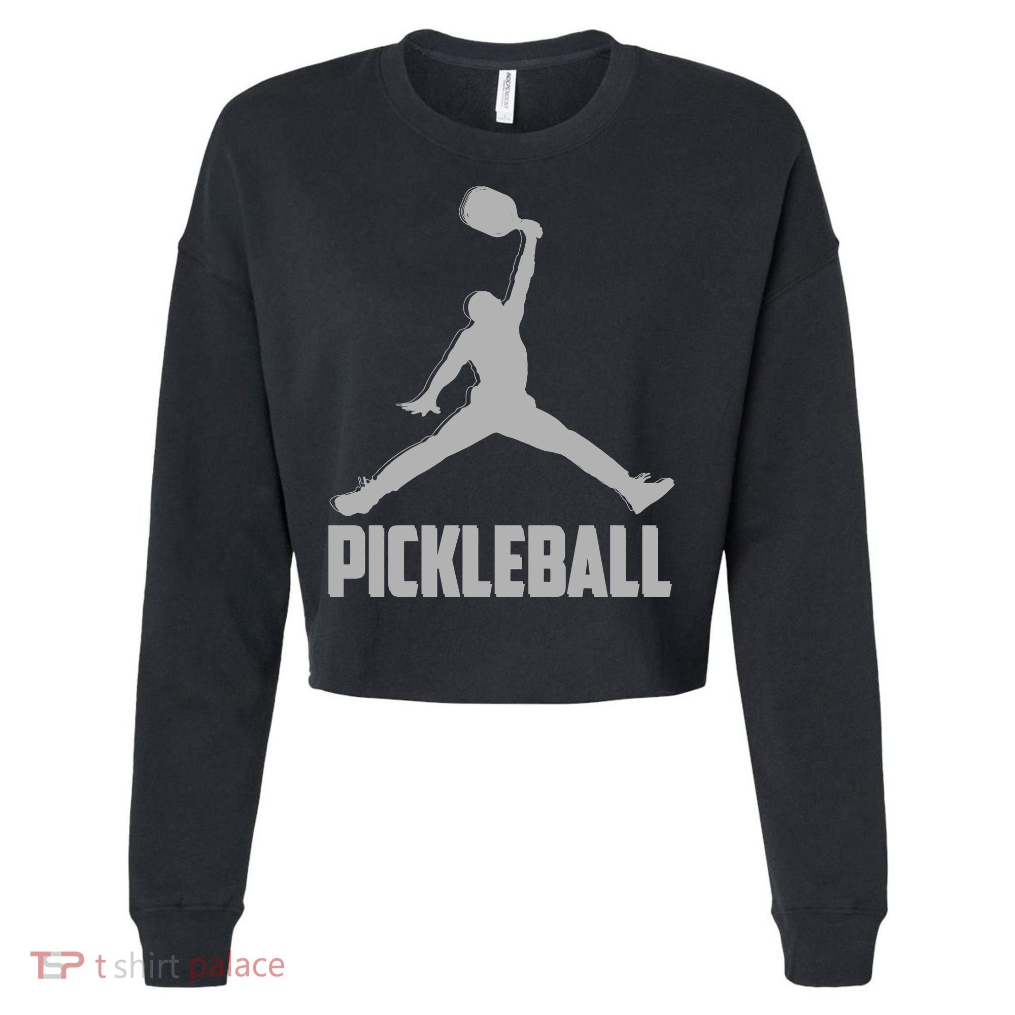 Silver Pickleball Sports Logo Cropped Pullover Crew