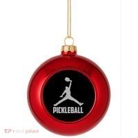 Silver Pickleball Sports Logo Plastic Christmas Ball Ornament thumb 0