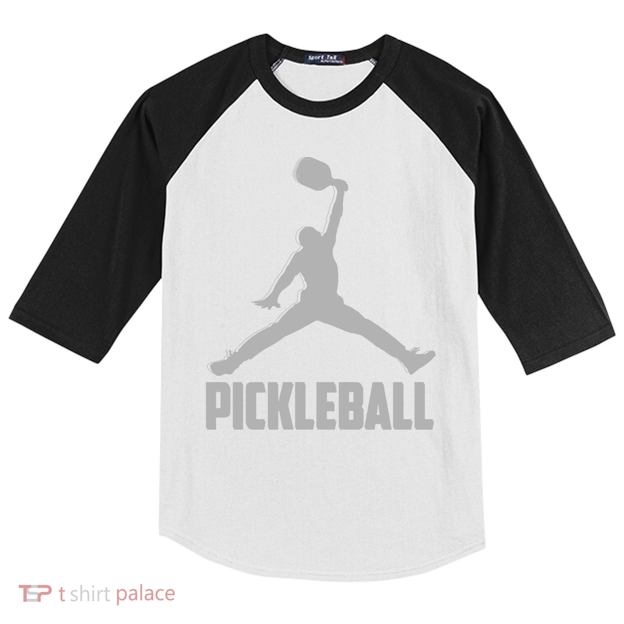 Silver Pickleball Sports Logo Kids Colorblock Raglan Jersey