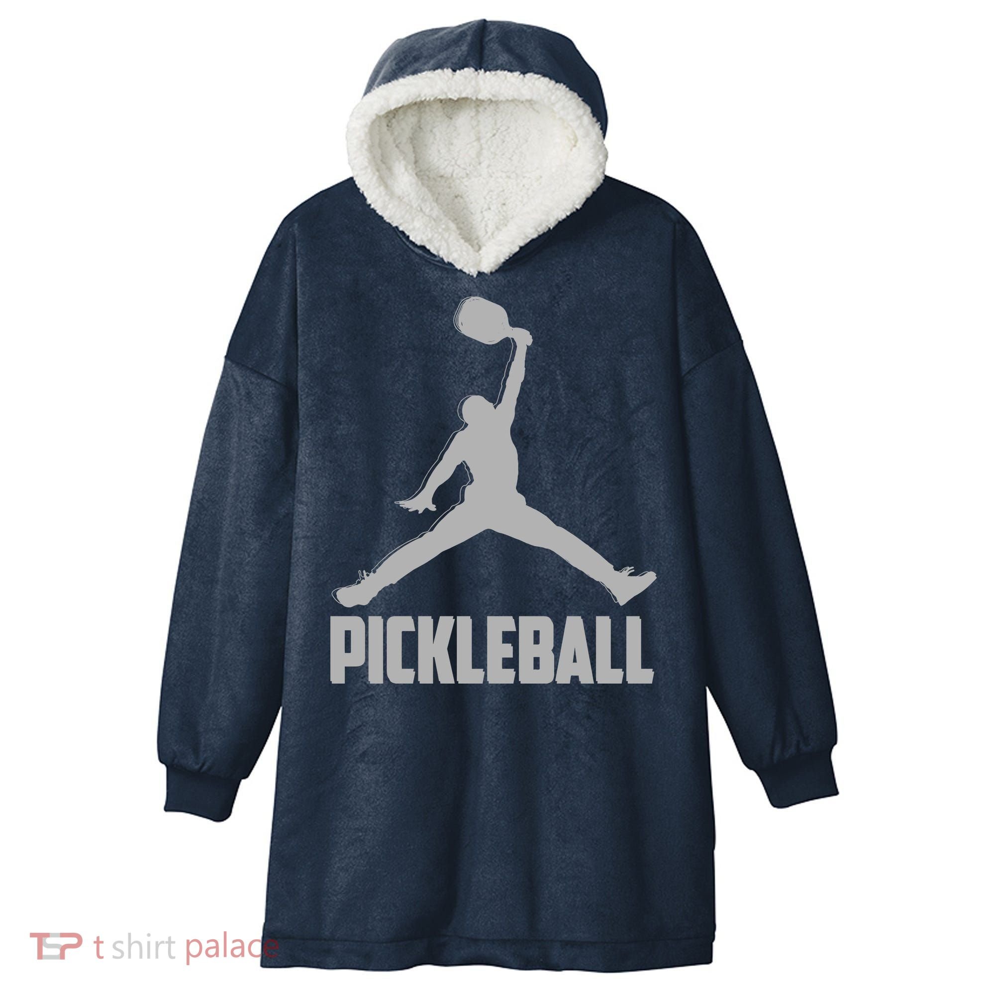 Silver Pickleball Sports Logo Hooded Wearable Blanket