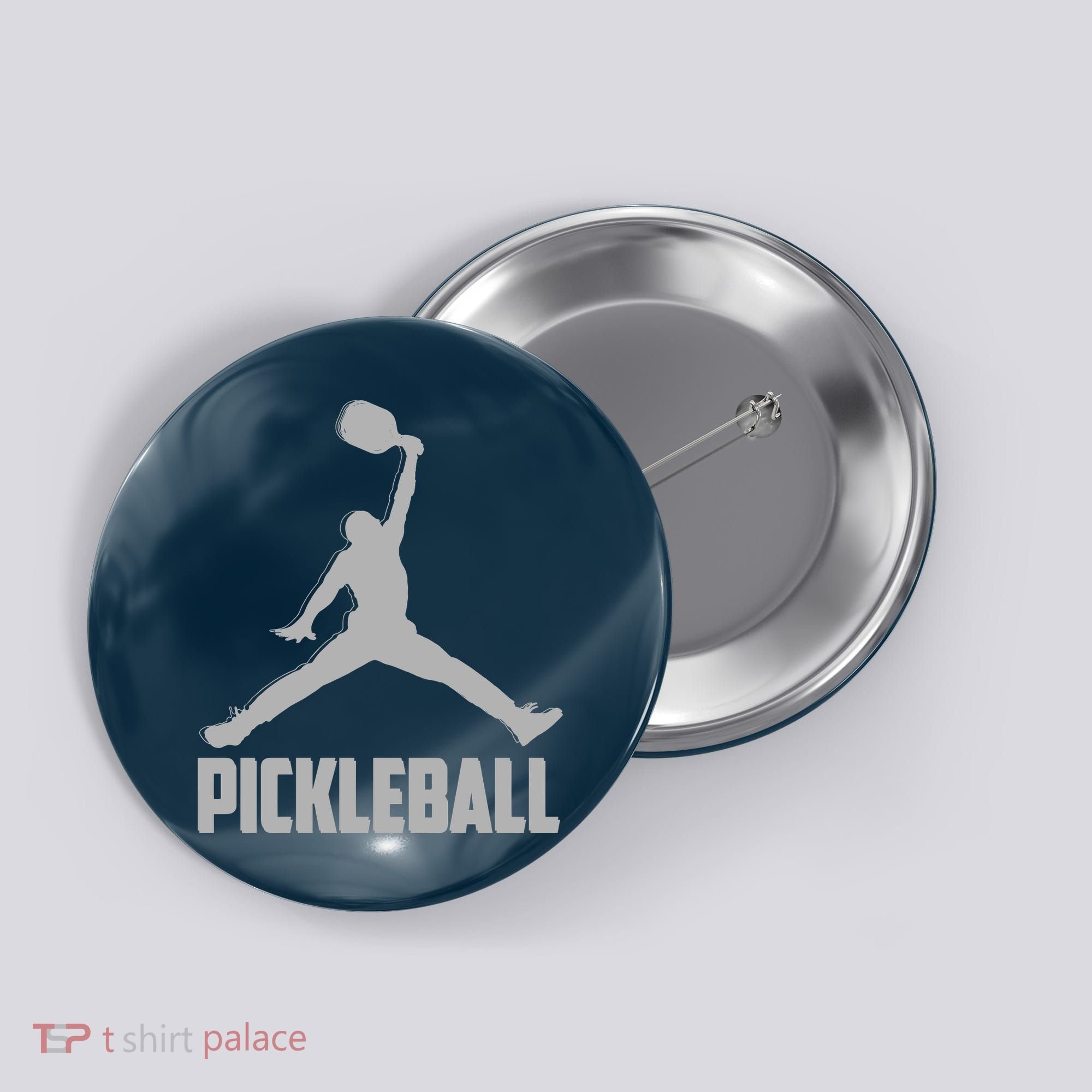 Silver Pickleball Sports Logo Button