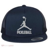 Silver Pickleball Sports Logo Flat Bill Trucker Hat thumb 0