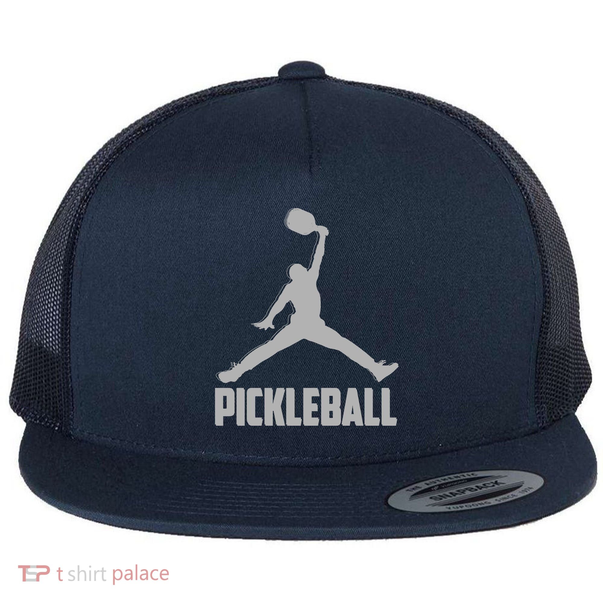 Silver Pickleball Sports Logo Flat Bill Trucker Hat