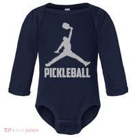 Silver Pickleball Sports Logo Baby Long Sleeve Bodysuit thumb 0
