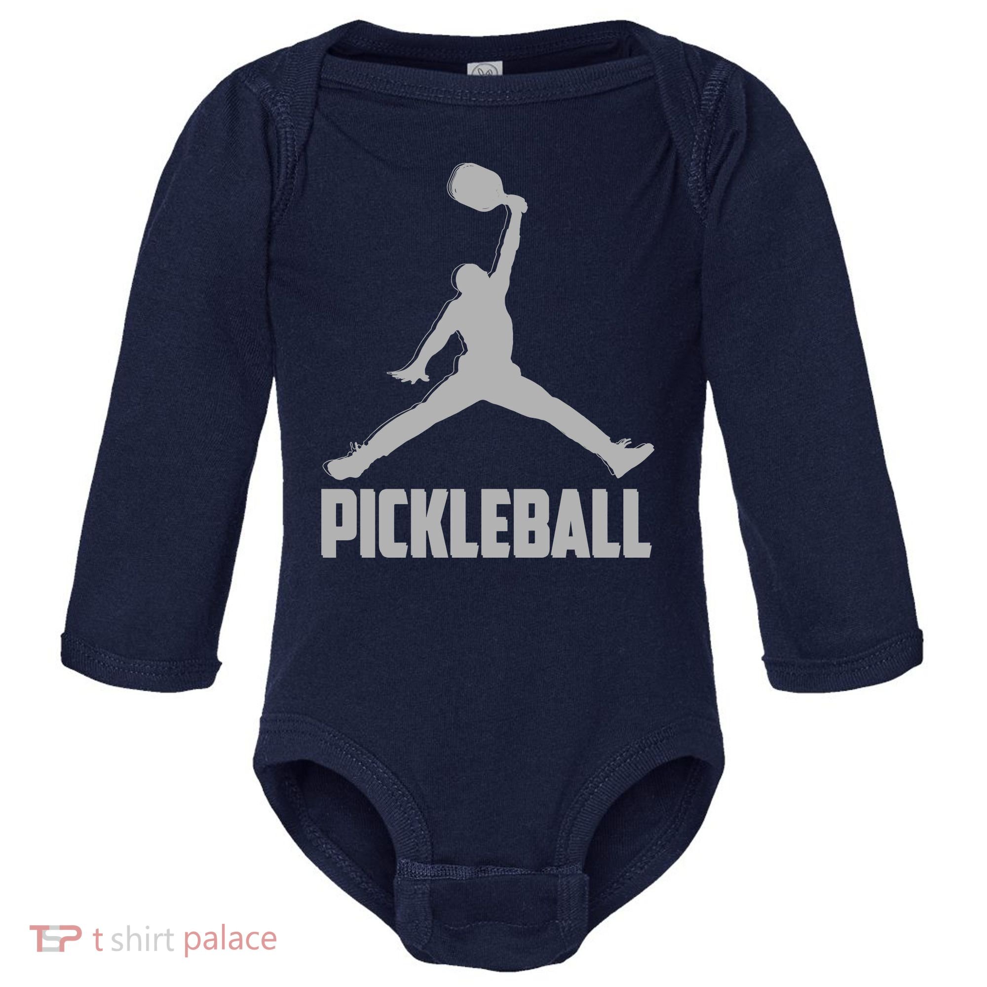 Silver Pickleball Sports Logo Baby Long Sleeve Bodysuit
