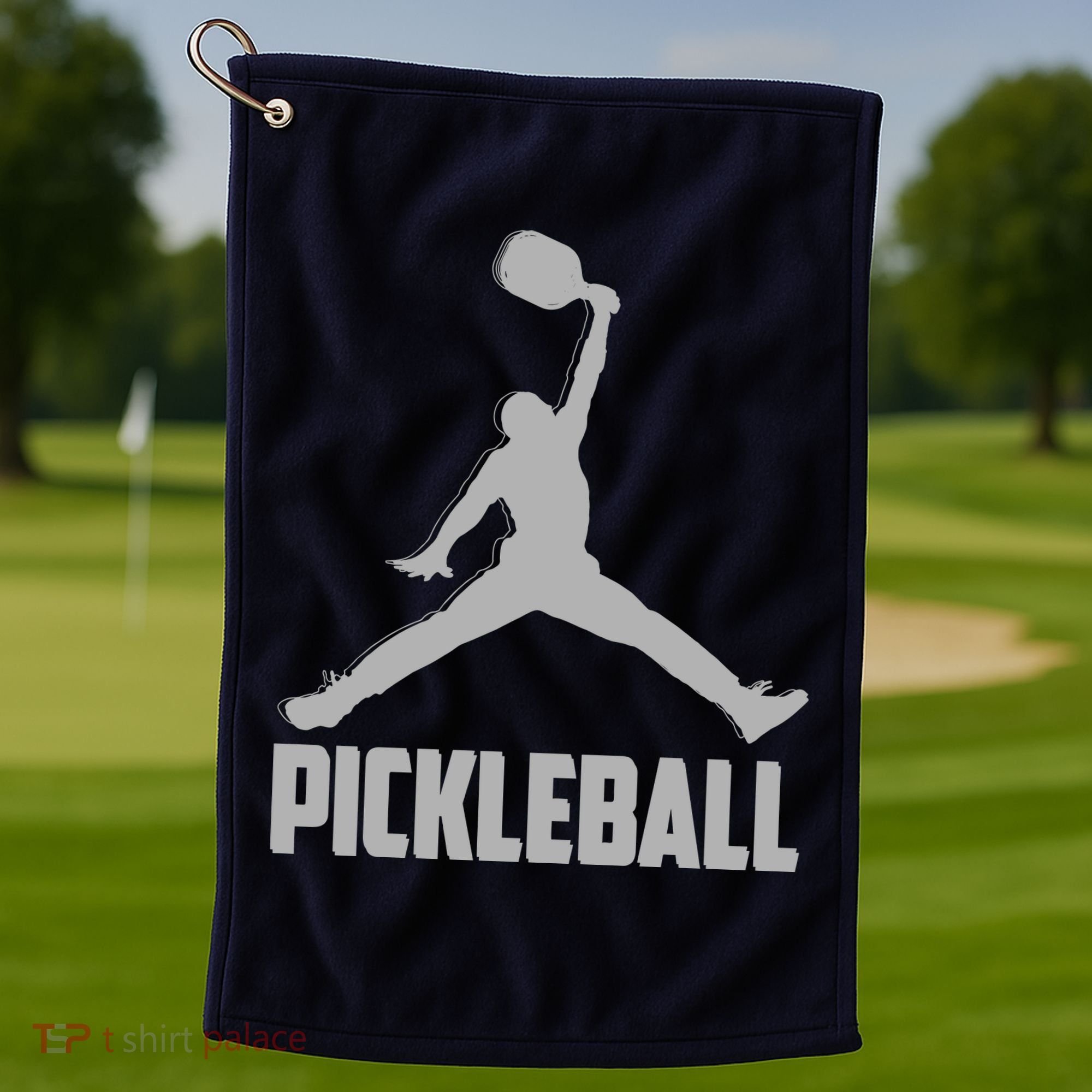 Silver Pickleball Sports Logo Golf Towel