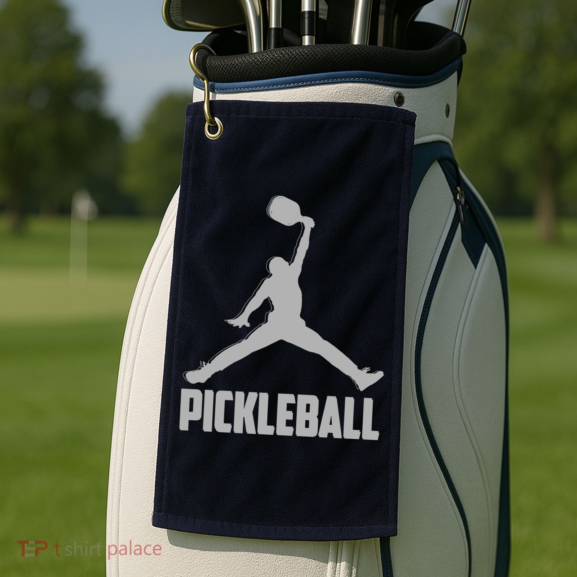 Silver Pickleball Sports Logo Golf Towel