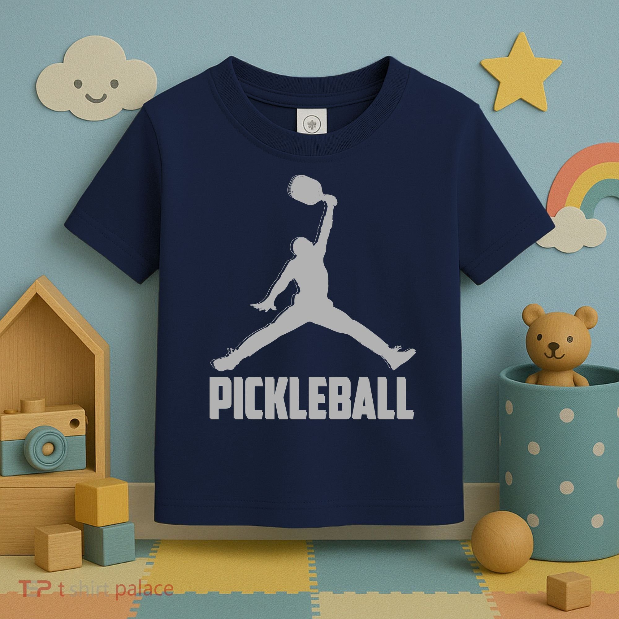 Silver Pickleball Sports Logo Toddler T-Shirt
