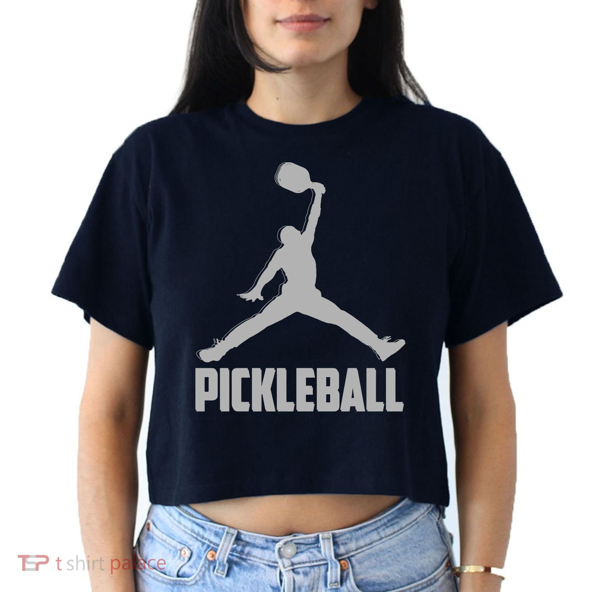 Silver Pickleball Sports Logo Women's Crop Top Tee