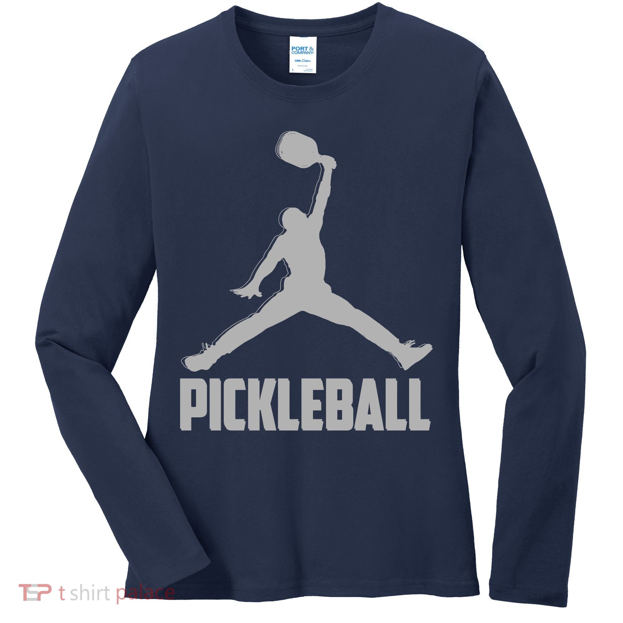 Silver Pickleball Sports Logo Women's Long Sleeve Shirt