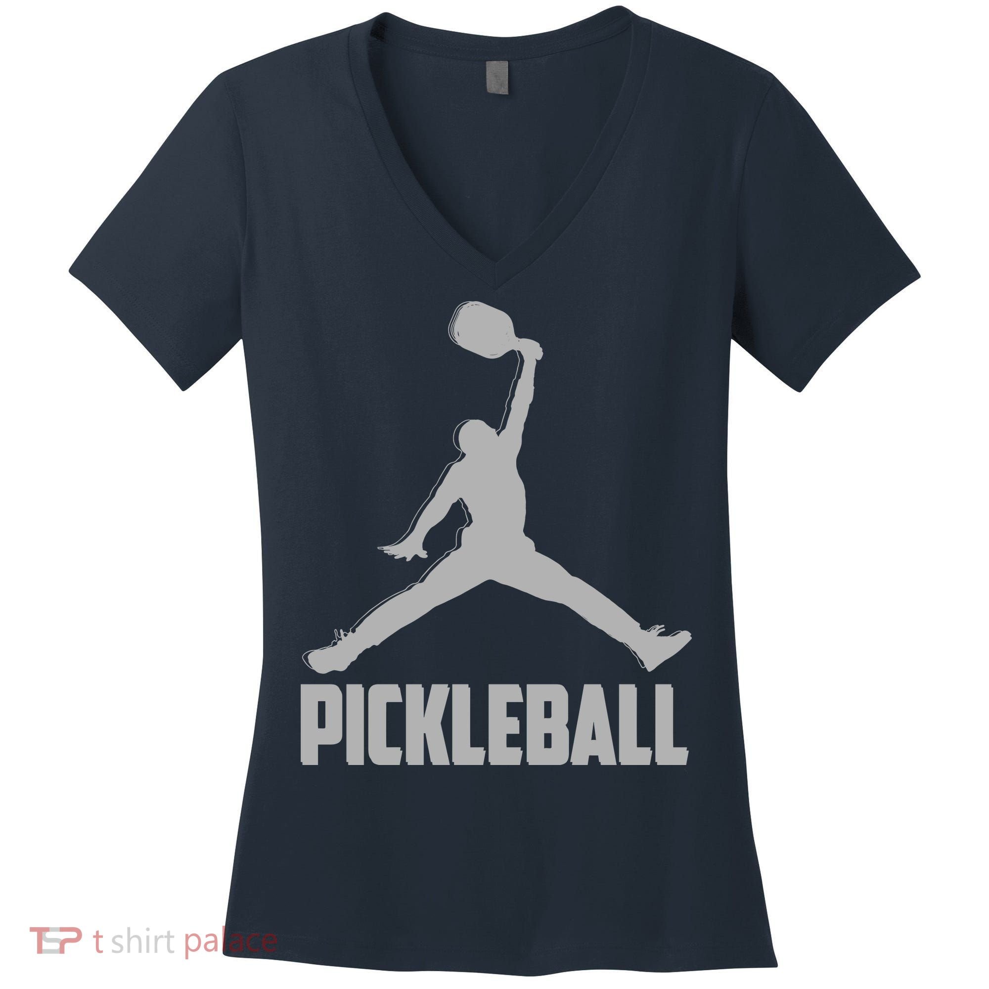 Silver Pickleball Sports Logo Women's V-Neck T-Shirt