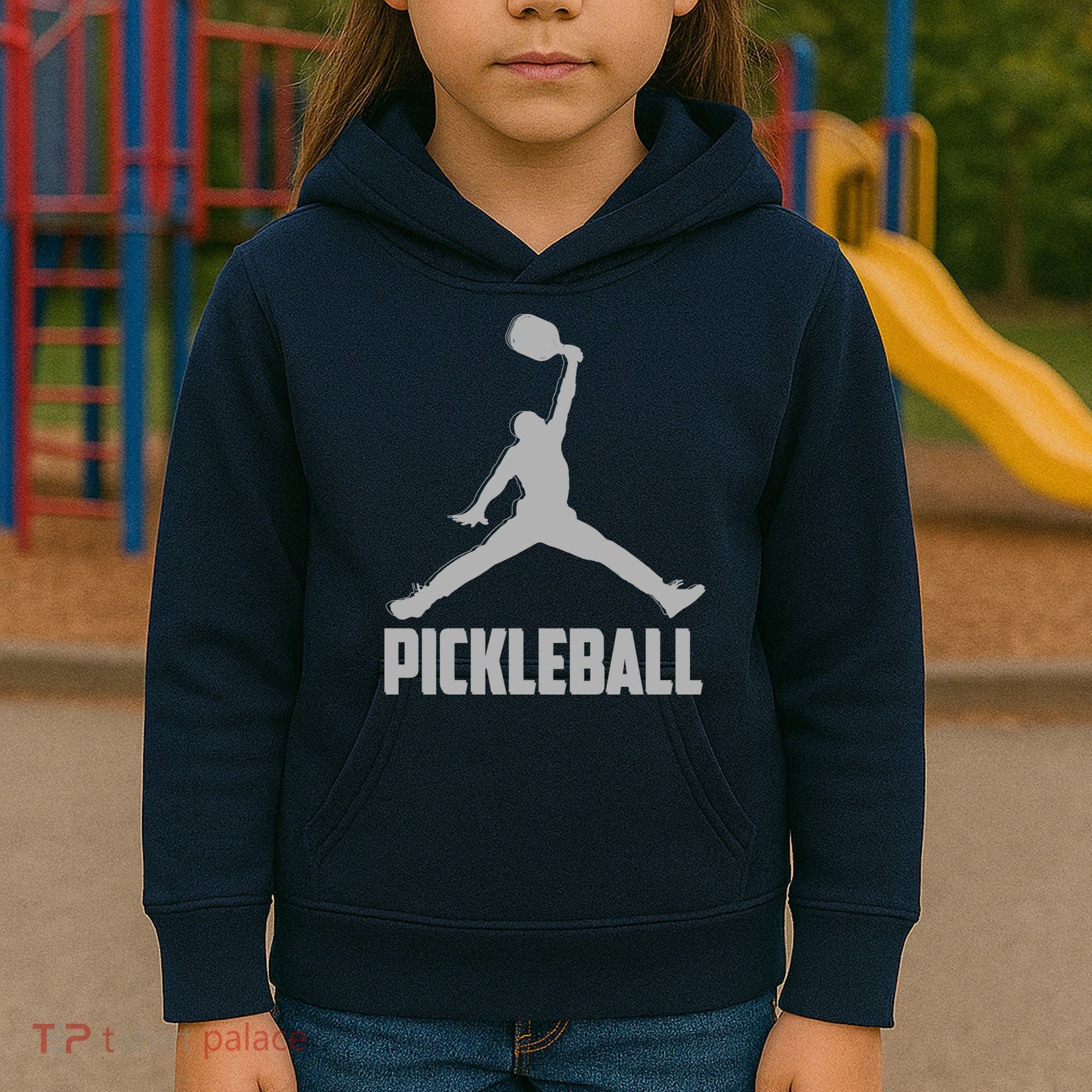 Silver Pickleball Sports Logo Kids Hoodie
