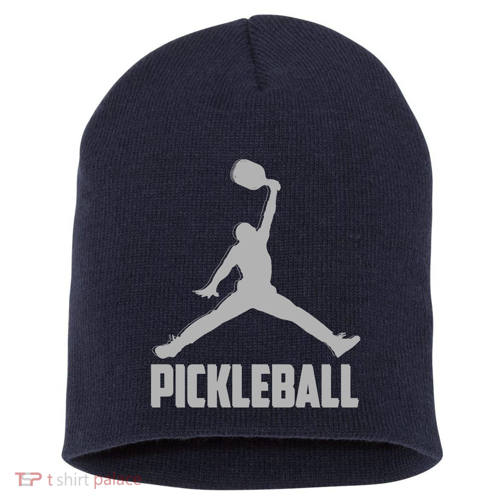 Silver Pickleball Sports Logo Short Acrylic Beanie