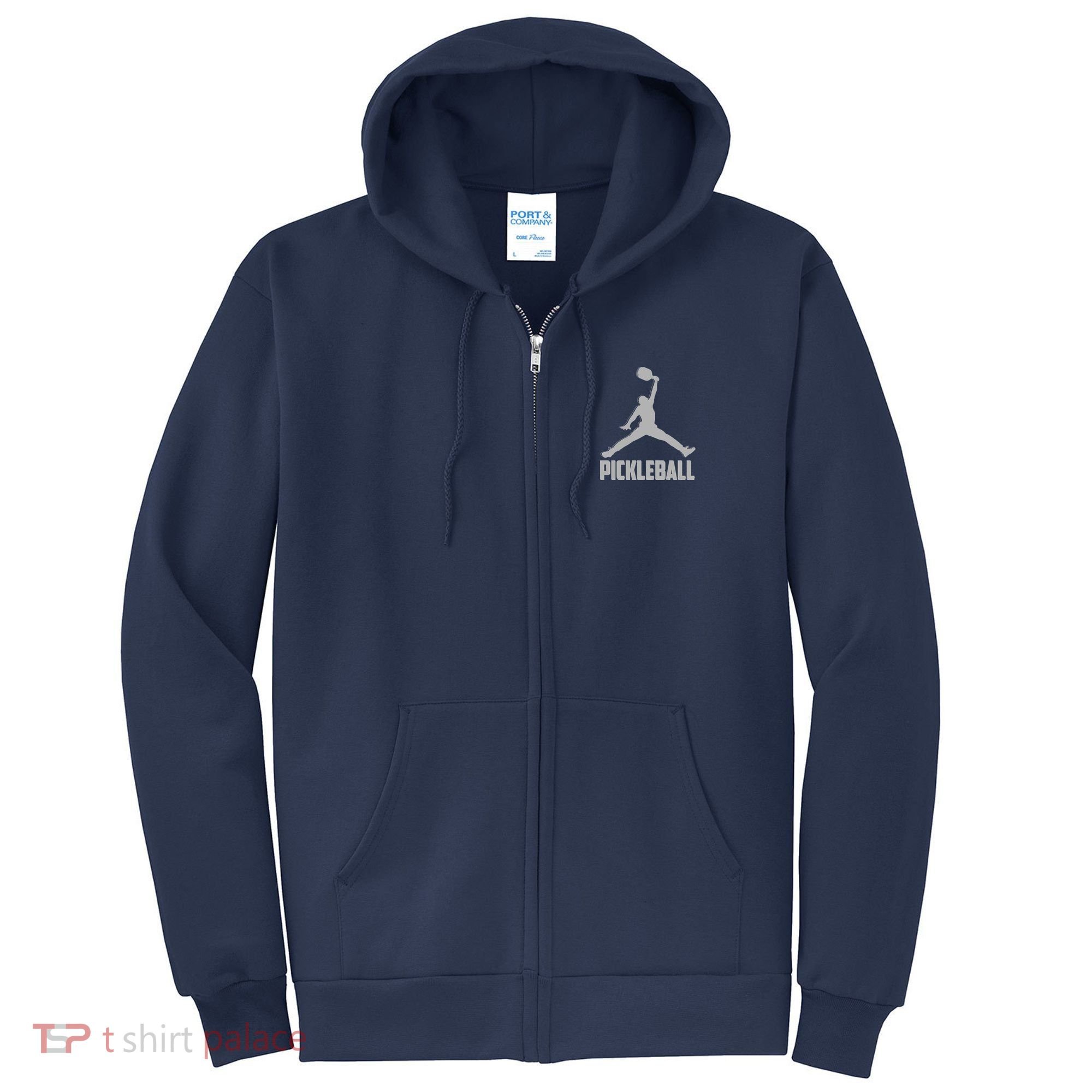 Silver Pickleball Sports Logo Full Zip Hoodie