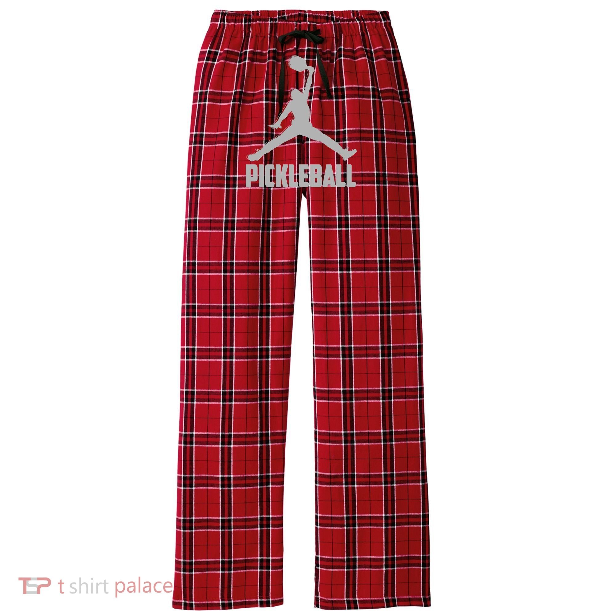 Silver Pickleball Sports Logo Women's Flannel Plaid Pajama Pants