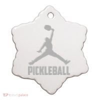 Silver Pickleball Sports Logo Ceramic Ornament thumb 0
