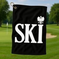 SKI Polish Surnames Ending Polish Eagle Dyngus Day Golf Towel thumb 1
