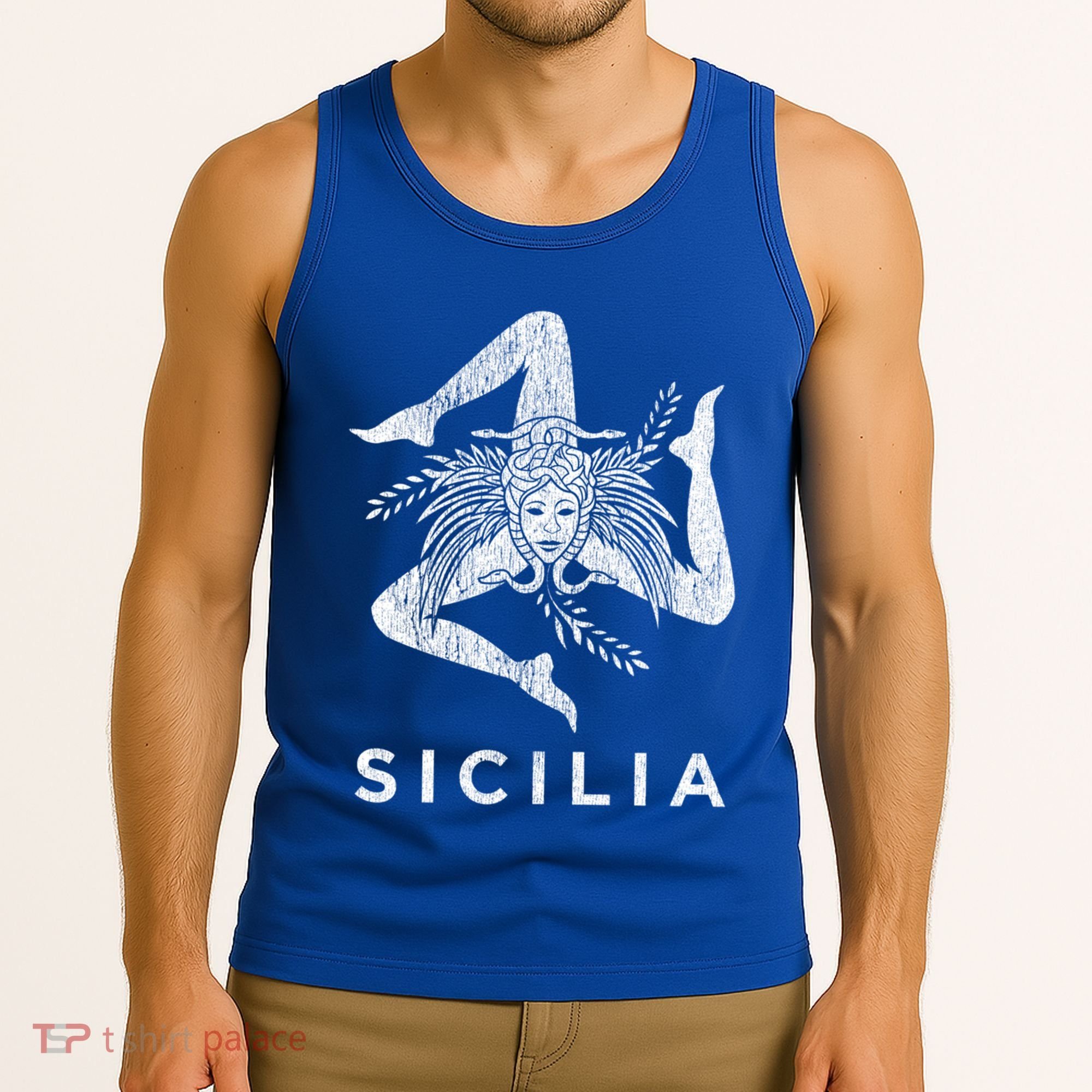 Sicilian Pride Sicilia Sicilian Flag Trinacria Faded Meaningful Gift Tank Top