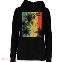 Samoa Palm Scene Casual Wear Polynesian Pride Womens Funnel Neck Pullover Hood thumb 0