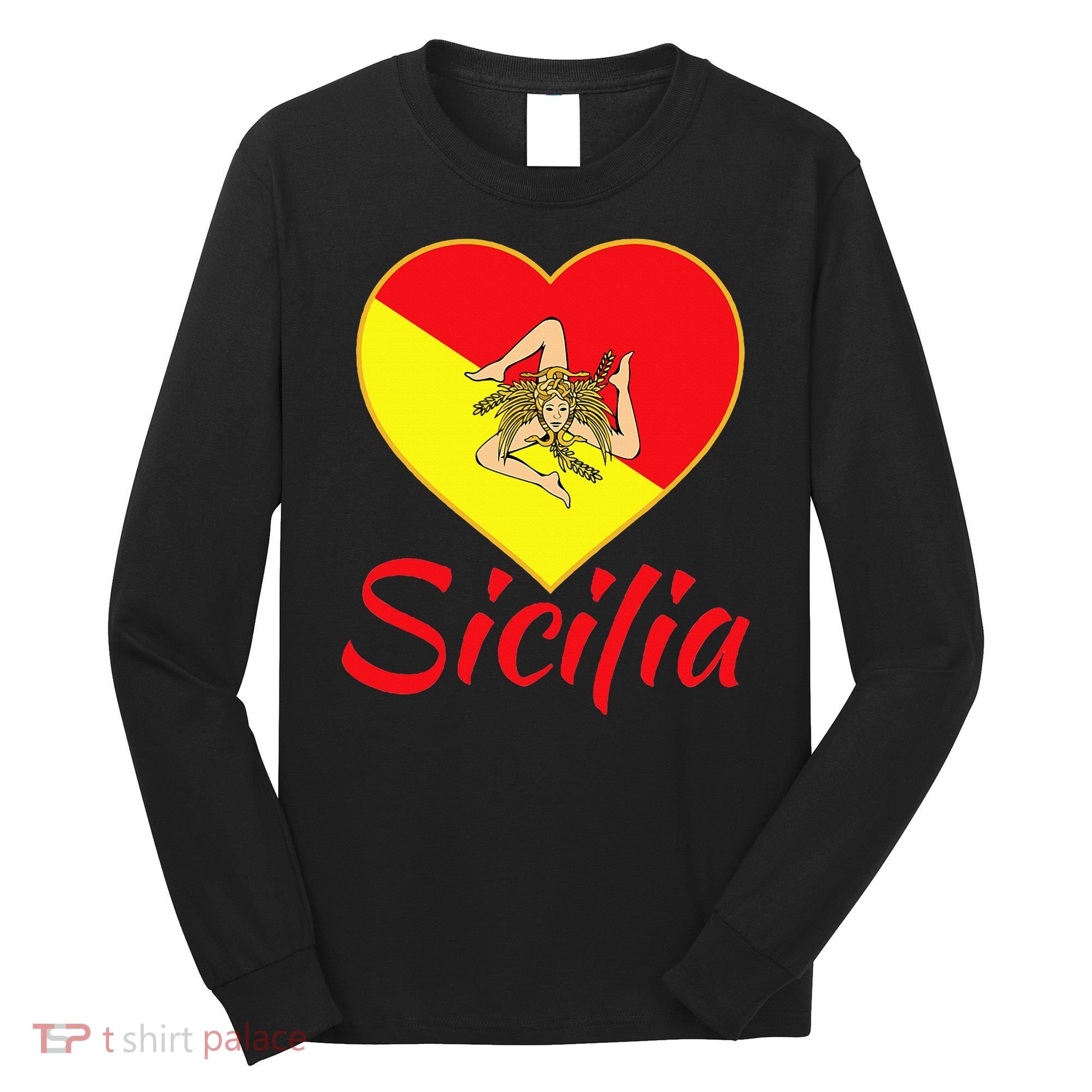 Sicilian Pride Sicilia I Love Sicily Trinacria Long Sleeve Shirt