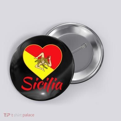Sicilian Pride Sicilia I Love Sicily Trinacria Button