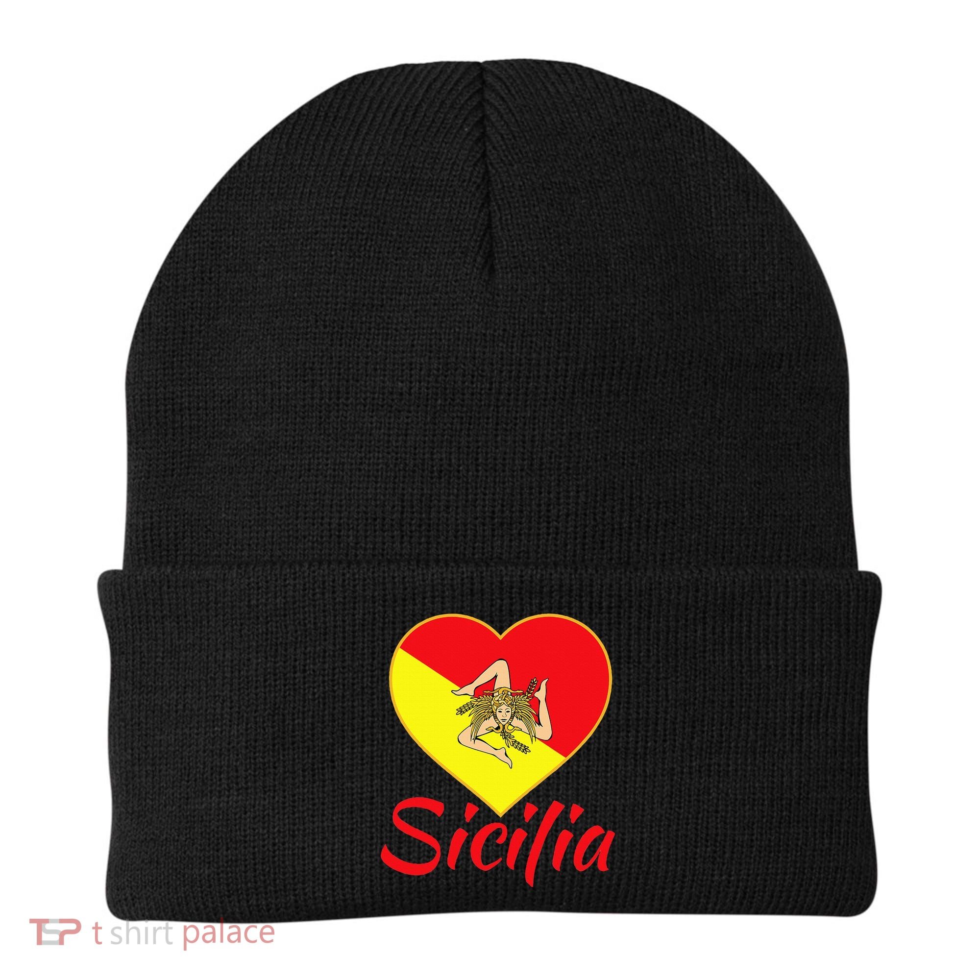 Sicilian Pride Sicilia I Love Sicily Trinacria Beanie