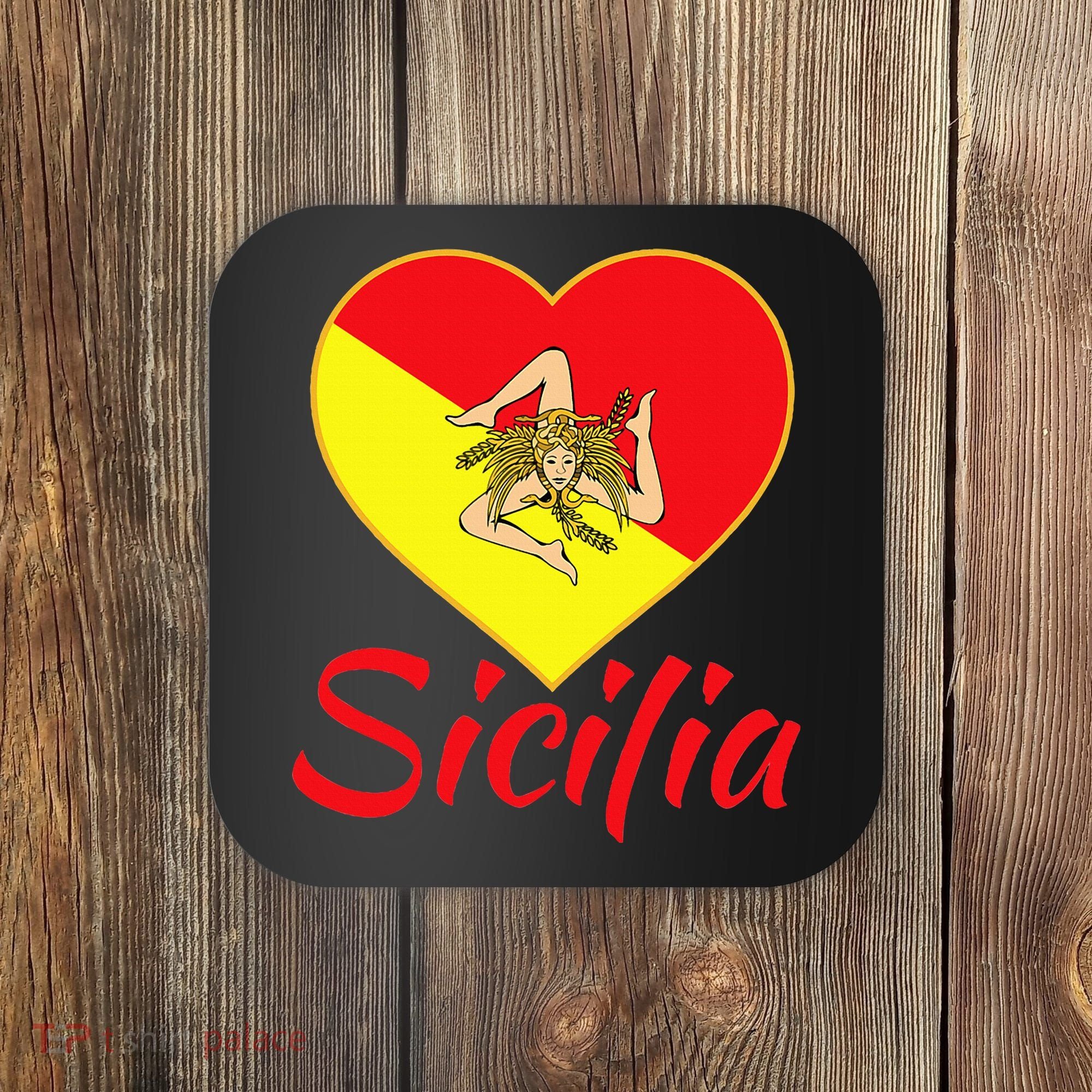 Sicilian Pride Sicilia I Love Sicily Trinacria Coaster
