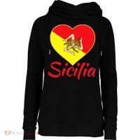 Sicilian Pride Sicilia I Love Sicily Trinacria Womens Funnel Neck Pullover Hood thumb 0